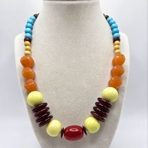 VINATGE Carnelian and Plastic Chunky Beaded Statement Necklace
